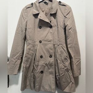 Divided Double-Breasted Beige Trench Coat